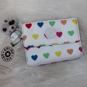 NWT Kipling Nylon Heart Wallet w/ Monkey Keychain